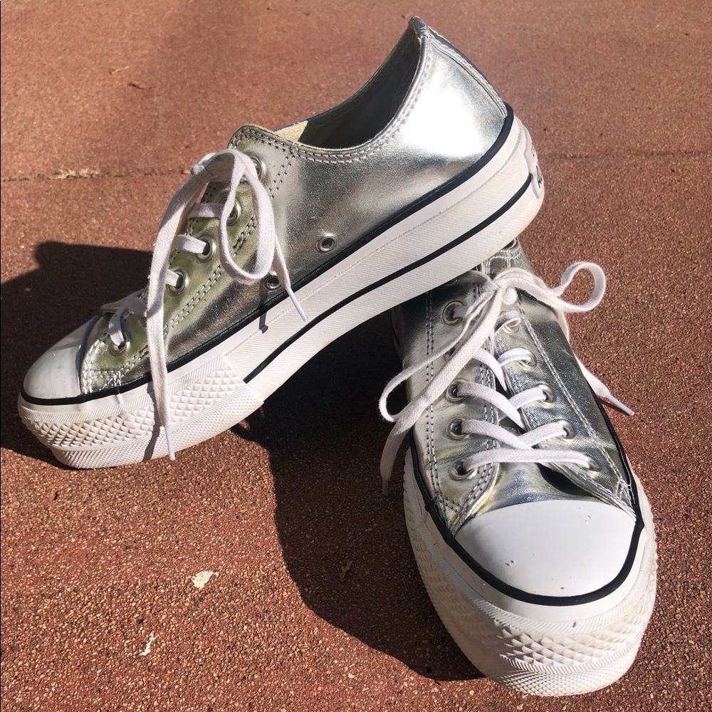 Rare- Silver Converse platform Chuck Taylors